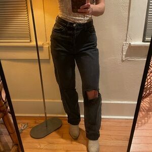 PacSun Black Distressed Straight Leg Jeans